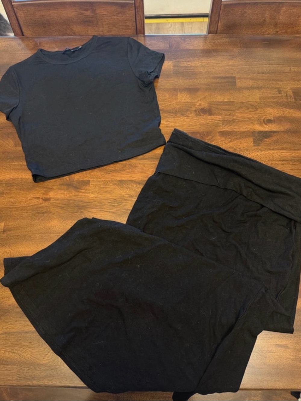 Black crop top and skirt set